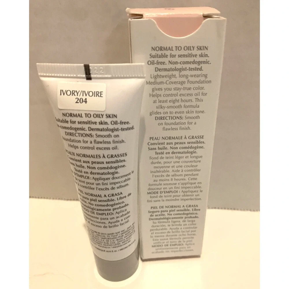 Mary Kay Medium Coverage Foundation Ivory 202 Wide Gray Lid #041999
